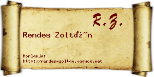 Rendes Zoltán névjegykártya